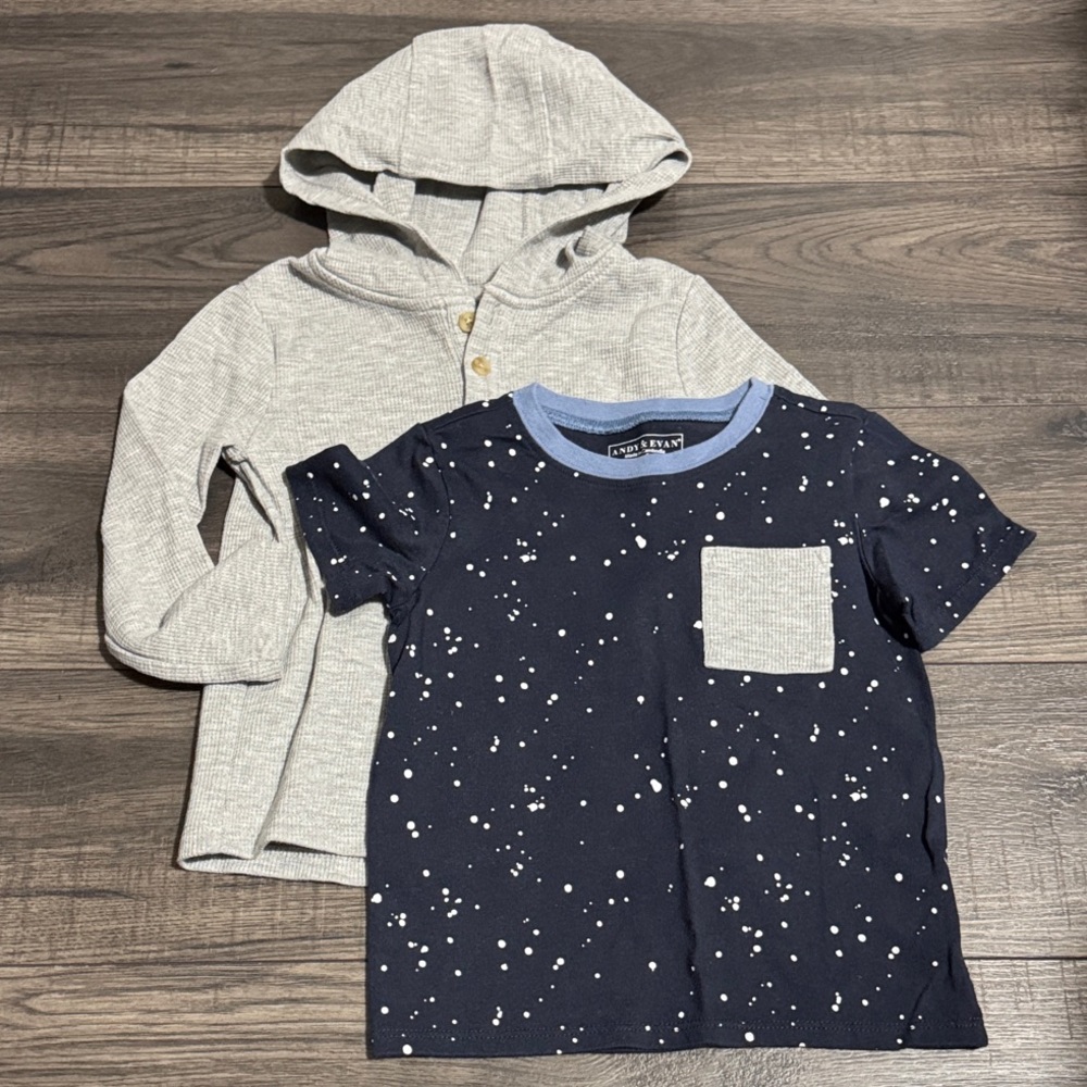 Andy & Evan Gray Hoodie and Navy Star Tee Set